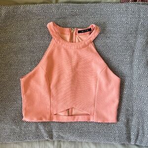 Coral Cropped Halter Top